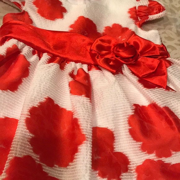 Red & White Bonnie Baby Youth Floral Dress - Picture 3 of 4